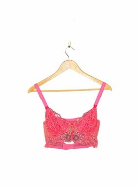 For Love And Lemons Daisy Hot Pink Lace Longline Bralette